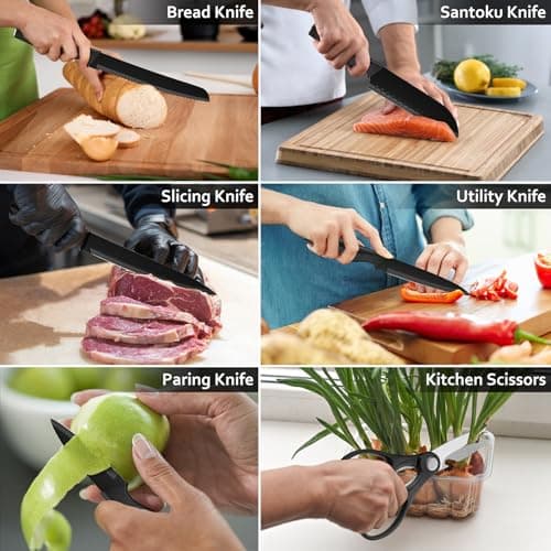 Onader Kitchen Knife Set with Block, 15Pcs Stainless Steel Sharp Knife Set — view 6