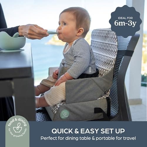 Dreambaby Grab ‘N Go Kids Booster Seat – Portable Travel Toddler High Chair for Dining (6M-3Y) with Storage & Shoulder Strap – Lightweight and Compact — view 2