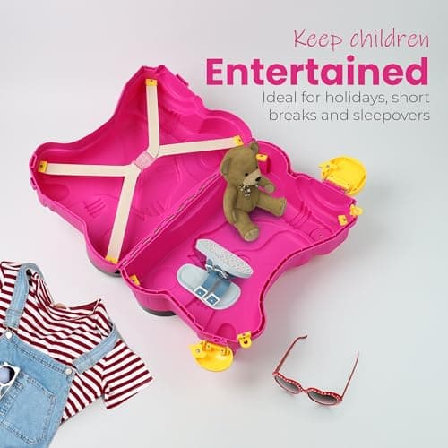 DIVCHI Kids Ride On Suitcase and Children's Hand Luggage | Cabin Trolley with Wheels, Perfect Toy Gift for Toddler Boys & Girls (Pink) — view 3