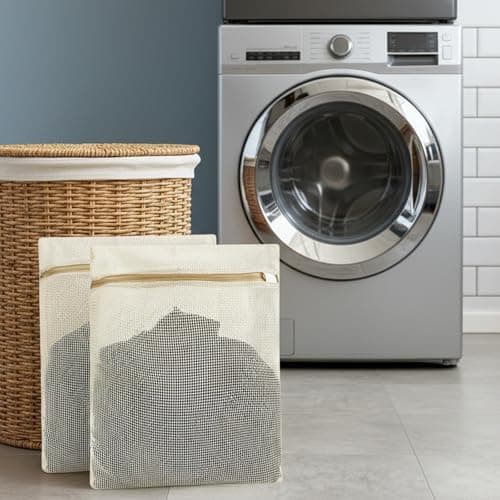 2 Pack Natural Cotton Mesh Laundry Bags, 16x20" Breathable Laundry Garment Bag with Sturdy Zipper, Gentle Wash Bags for Delicates Lingerie Clothes, Versatile Travel Storage Bag for Essentials Bra Sock — view 3