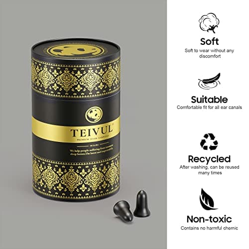 TEIVUL Soft Foam Ear Plugs 50 Pairs,Hearing Protection 38dB,Ear Plugs for Sleeping and Noise Cancelling,Ear Plugs for Travel,Work,Study, Concerts, Black, 100.0 count — view 6