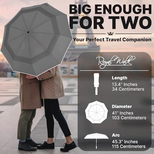 Royal Walk Folding Travel Compact Umbrella Windproof Strong for Men & Women — view 2