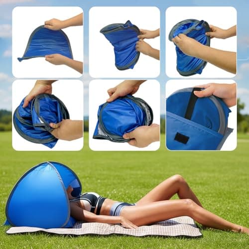 Pop Up Beach Tent UPF50+ Sun Shade Shelter Mini Personal Sun Shelter Portable with Quick Setup for Outdoor Camping Picnic Pets Mesh Beach Ten (Navy Blue) — view 6