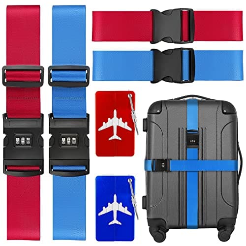 Luggage Straps for Suitcases,4Pack Suitcase Strap with Password Lock