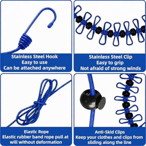 Magnetic Clothesline for Cruise Ship Approved 2026 Cruise Essentials, Travel Washing Line with 2 Magnetic Hooks for Cruise Cabins, Travel Clothes Line with 2 Luggage Tags for Cruise Ship, Indoor, RV — view 3