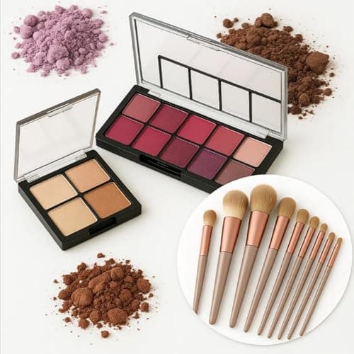 13-Piece Brown Makeup Brush Set with Carrying Pouch with Storage Bag Portable Travel Size Make Up Brush Set for Foundation Powder Eye Shadow Contour handles Soft Dense Bristles (Brown Brush & Bag) — view 4