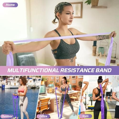Resistance Bands Set, 1.5M/4.9ft Exercise Bands with 5 Resistance Levels, Long Stretch Bands for Men & Women, Workout Resistance Bands for Yoga Gym Pilates Fitness Strength Training Muscle Building — view 6