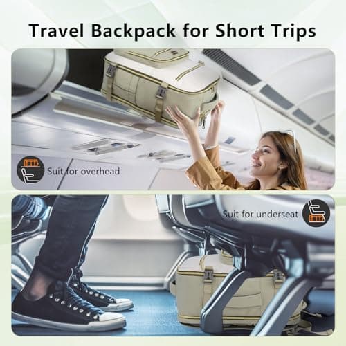 POWER KING Travel Backpack for Womens Mens, Carry on Cabin Size Backpack 30L, Expandable Flight Bag Approved Hand Luggage for Airplanes, Laptop Rucksack 15.6 inch, White & Green — view 6