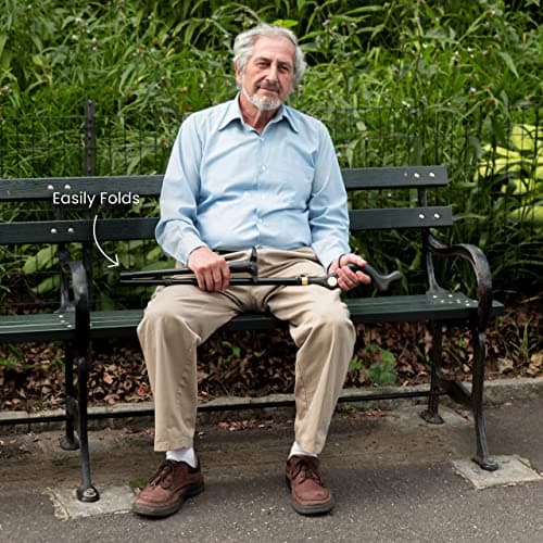 Yinghesheng Folding Walking Stick Elderly Crutches Posture Walking Cane Walking Sticks for Men Women Portable Safety Lightweight Adjustable Height Self-Stand 360 Deg Traction Non Slip Crutch — view 6