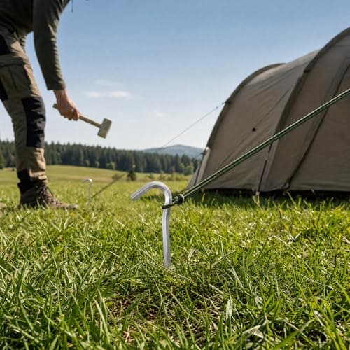 Tent Pegs Metal Heavy Duty 8-Pack, 18cm Hard Ground Tent Pegs Heavy Duty for Hard Ground, Aluminium Alloy Hexagonal Camping Pegs for Outdoor Camping and Backpacking with Storage Bag - Black&Orange — view 4