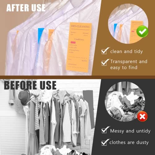 20 Pack Plastic Garment Bags Clear Clothes Covers 35.4inch Garment Bags for Hanging Clothes Dry Cleaner Bags Dust-proof Garment Covers for Home Storage Travel — view 5
