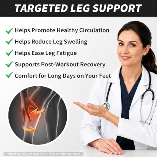 CAMBIVO 2 Pairs Compression Socks for Women & Men, 15-20mmHg Flight Socks, Graduated Support for Plantar Fasciitis Relief, Running, Pregnancy, Nurses, Travel Essentials — view 6