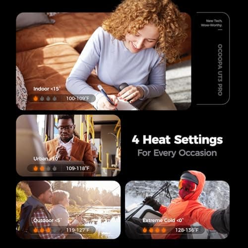 OCOOPA 10000mAh Hand Warmers Rechargeable, Double-sided Heating Magnetic USB Handwarmers, 4 Heat Levels Electric Heater, Max 58℃, Cold Winter Essentials for Golf, Hunting, Camping, Hiking, UT3 PRO — view 4