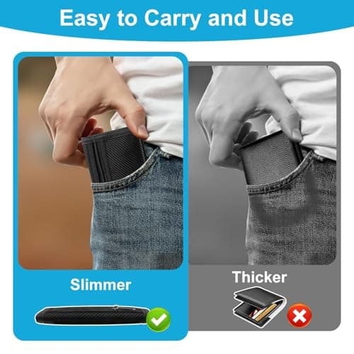 Slim Wallets for Men UK Carbon Fibre Black RFID Blocking Anti Theft Secure — view 5