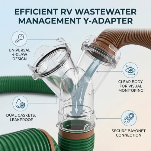 Asixxsix Sewer Hose Y Adapter, 3 Inch Clear 4 Claw Twist Connector — view 3