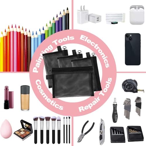 Vinuwu 4Pcs Small Make Up Bag for Handbag, Mesh Cosmetic Pouch with Zipper — view 6
