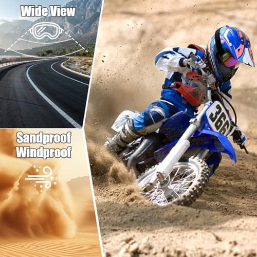HOTUT Bike Motorcycle Goggles for Riding, Dirt, Ski, ATV, Racing, Windproof & Dustproof Dirt Bike Motocross Goggles, UV400 Eyewear Padded Soft Thick Foam, Motocross Helmet Windproof Glasses for Adults — view 5