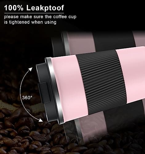 CS COSDDI Travel Mugs, Insulated Coffee Cup with Leakproof Lid - Reusable Coffee Cups Travel - Car Coffee Cup - Stainless Steel Coffee Mug for Hot and Cold Water and Tea, 380ml — view 2