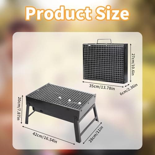 Portable BBQ Grill Foldable Barbecue Grill Rack Burning Charcoal Grill — view 2