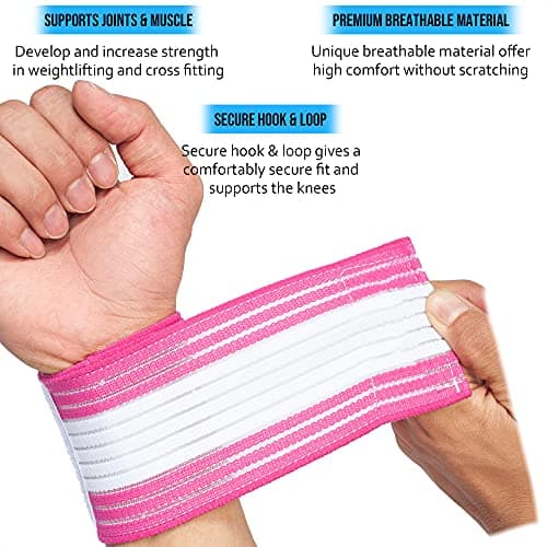 360 RELIEF Wrist Support Wrap Compression Brace | Fitness, Gym, Crossfit, Weightlifting, Powerlifting | White/Pink with Mesh Laundry Bag — view 4