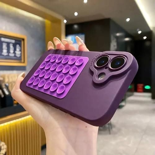 Silicone Sticky Suction Pad Phone Holder – Reusable Anti-Slip Grip Mount for Car, Desk, Wall, or Dashboard, Strong Suction Phone Stand (purple)