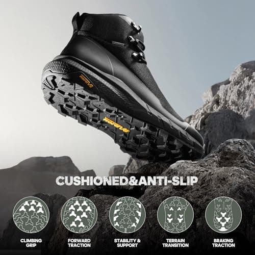 NORTIV 8 Men's Lightweight Breathable Hiking Boots,Size 9,Black — view 5