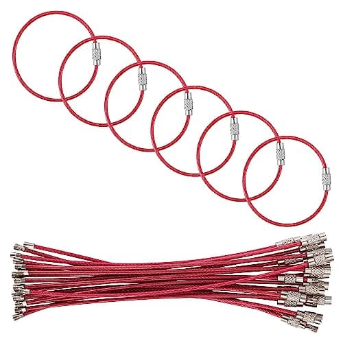 luvtree 5.9in/15cm Stainless Steel Keychain Cable,Wire Diameter 2mm Metal Key Ring Loop Suitable for Sports/Travel/Luggage Tag Holder/ID Tags,Hot Pink