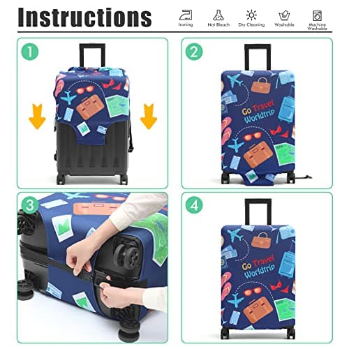Youth Union Suitcase Cover 18-32 Inch Bamboo Charcoal Fiber Luggage Cover Polyester Clear Travel Luggage Trolley Case Cover Protector, Flamingo 5, L — view 3