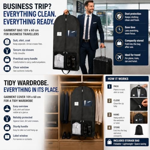 Heavy Duty Suit Covers for Men, Business Travel Suit Cover for Offices — view 4