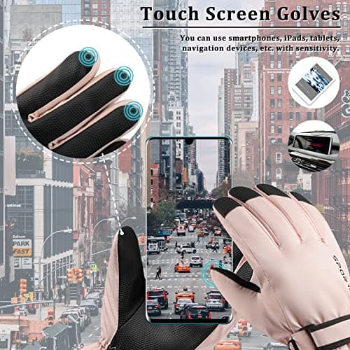 Andiker Ski Gloves Women Windproof Winter Warm Thermal Touchscreen Bike Cycling Gloves Snow Sports Snowboard Riding (pink) — view 4