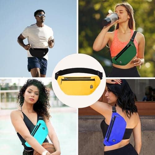 Rosoz Bum Bag, Belt Bag Women's Bum Bag Men's Gifts Sports Waist Bags for Outdoor Travel Running Bicycle, yellow, Pocket umbrella — view 6