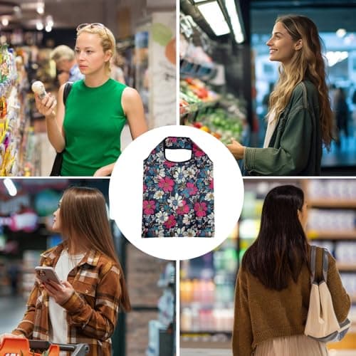 LIUQOBN 8 Pack Foldable Shopping Bags In Pouch, Reusable Shopping Bags, Portability Foldable Bag For Daily Use Travel — view 2