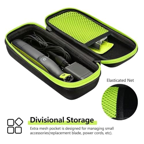 NIYATA Electric Shaver and Trimmer Organizer Storage Bag, Hard Travel Case for Philips Norelco OneBlade 360 & Pro, Braun Series 3/5/7/9, Wahl, Hatteker (Green) — view 5