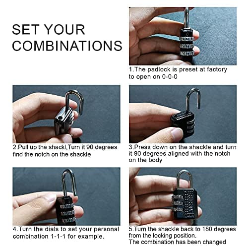SISAV 3 Digit Combination Lock,Gym Padlock,Outdoor Padlock,Suitable for School Lockers,Tool Boxes,Travel Backpack,Hasp(Silver 5pack) — view 6