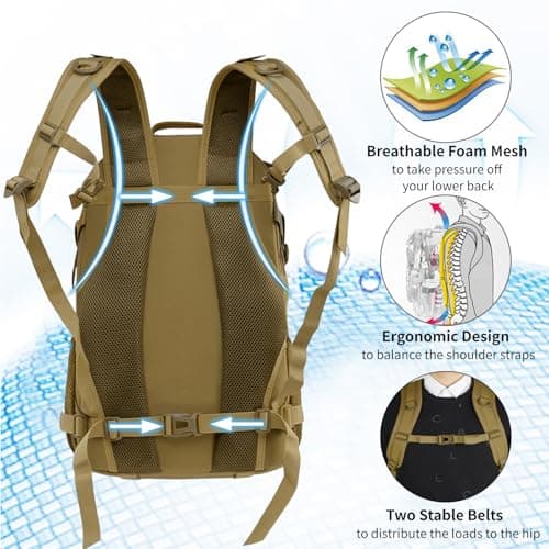 Jueachy Military Tactical Backpack 30L Water Resistant Rucksack for Men — view 6