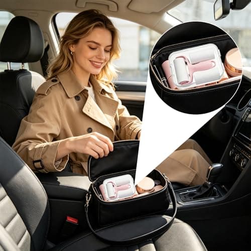 Mini Lint Roller Set,Reusable Travel Lint Roller for Clothes Lints Rollers Handheld Pet Hair Remover for Dust Clothes Pet Hair Sofa 2 Mini Refill Packs (Pink) — view 4