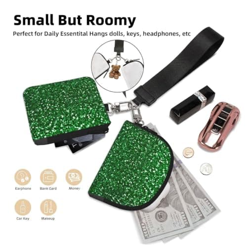 ERCgad Green Sequin Sparkle Print Wrist Strap Outdoor Sports Bag Unisex Fitness Accessory Running Travel Gift — view 4