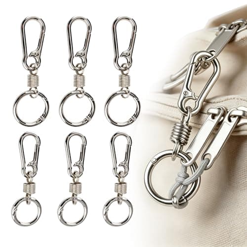 Zipper Clips Anti Theft, 6 Pcs Zipper Locks for Backpacks, Double Opening Antitheft Spring Carabiner Clasps for Travel Purse Luggage Suitcase Handbags Keys(Silver)