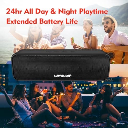 Sumvision Tekuno Portable Bluetooth Speaker True Wireless Stereo Speakers Chroma LED 24Hr 1200mAh Long Life Battery Bluetooth 5.3 USB C Fast Charge Enhance Bass Drop Protect UK Design UK Tech Support — view 4