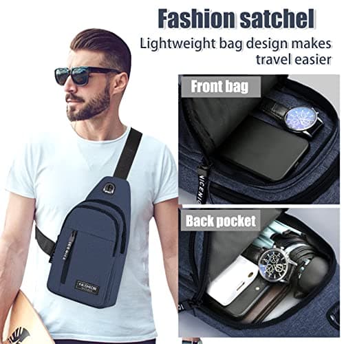 Yafe Small Shoulder Backpack, Lightweight Nylon Rucksack Bag, Blue — view 4