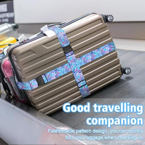 MOTONG 2 PCS Luggage Straps,200 CM Adjustable Suitcase Straps Personalised Luggage Straps Suitcases Heavy Duty Suitcase Belts Thickened Luggage Belt with Quick Release Buckle Blue — view 3