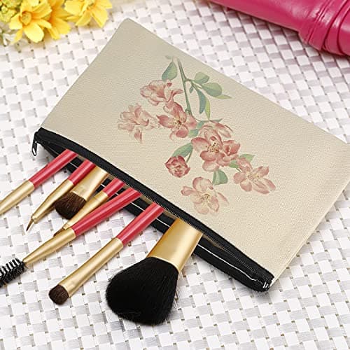 2 Pcs Canvas Makeup Bags, Canvas Pencil Pouch Bags with Zipper, Blank DIY Craft Make Up Cosmetic Pouches Bags Cases for Travel Craft School Toiletry Bags Pouches - White — view 4