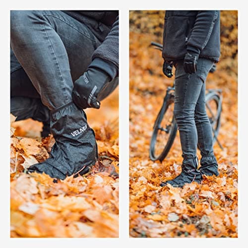 Velmia Shoe Covers with Velcro Fasteners, Reinforced Toe and Large Reflective Zones - Reusable | 100% Wind & Waterproof Shoe Covers for Cycling and Outdoors | With Edge Protection | Neon Green 40/43 — view 6