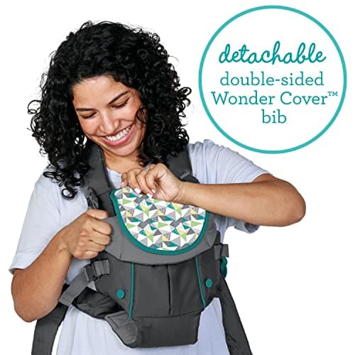 Infantino Swift Classic Baby Carrier, 2 Ways to Carry with Wonder Cover Bib, Adjustable Strap, Registry Essential, Baby Carrier for Newborn to Toddler 3,18-11,79kg, Gray — view 3