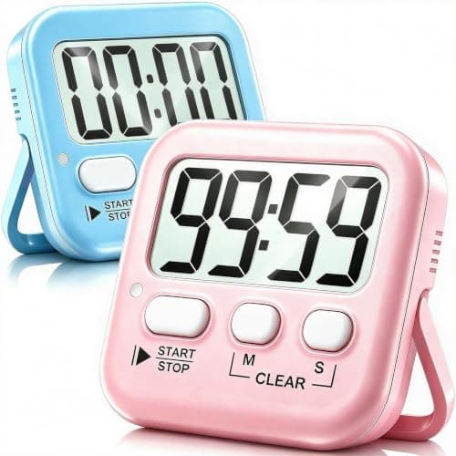 Antonki 2 Pack Digital Timer for Kids Teacher Kitchen - Soft Pink/Sky Blue