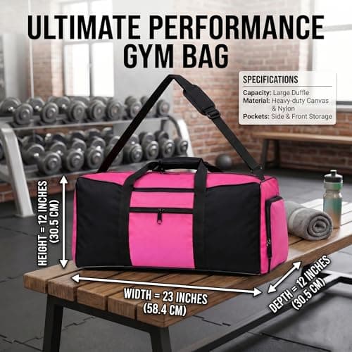 Travel Duffle Storage Holdall Bag Lightweight Gym & Sports Bag (Pink) — view 5