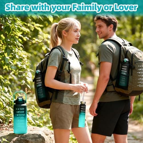 Weal4All 3 Pack Sports Water Bottles with Straws and Handle, 2L Large Plastic Drinking Bottle for Kids Adults Gyms School Home Office Outdoors, BPA Free & Leakproof — view 5