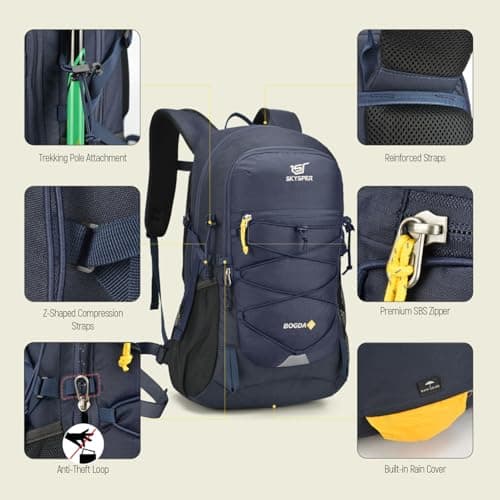 SKYSPER Rucksack 25L Hiking Backpack with Rain Cover, Lightweight Travel Backpack Camping Trekking Daypack for Men Women, Durable Small Rucksack for Outdoor Sports — view 3