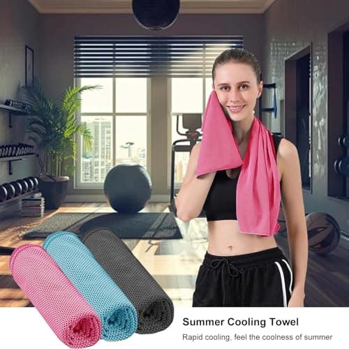 Gym Towels, 3 Pack Cooling Towel Soft Microfiber with Portable Silicone Sleeves, Breathable Instant Towels, Microfiber Soft Quick Dry Gym Towel for Sport Camping Swim Fitness(30 x 90cm, 3 Colors) — view 5