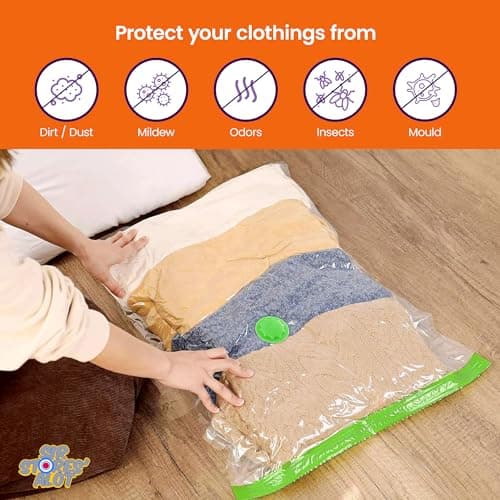 Sir Stores'alot Space Saver Vacuum Storage Bags - 9-Pack Lightweight & Reusable Air Tight Bags for Clothes & Beddings - 3 Jumbo, 3 Medium, 3 Large — view 3